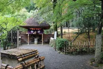 <p>A bamboo forest and many fences are the setting of the Jizo statue associated with miscarried babies</p>