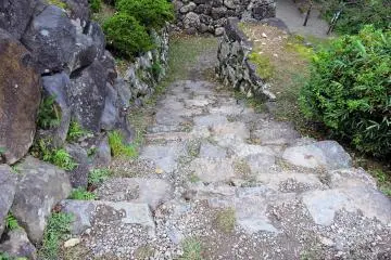 <p>Steep stone stairs to get to the main keep</p>