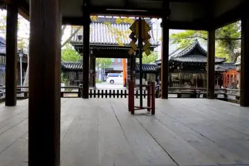 <p>Looking through the shrine's ceremonial stage</p>