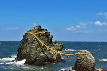 <p>The big rock one represents the god Izanagi and the small one the goddess Izanami</p>