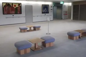 <p>There are seats and paintings to enjoy inside</p>