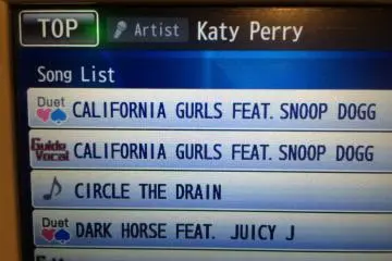 <p>Katy Perry fan? Search by Artist to view all of the songs available.</p>
