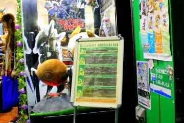 <p>This floor guide stands by the entrance of the shop.</p>