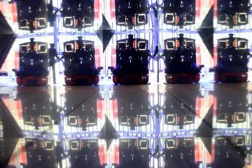 <p>This is one of those kaleidoscopes that amused me because pictures of trains are reflected against the many mirrors inside, creating a unique result.</p>