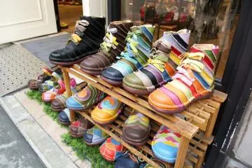 <p>Colorful&nbsp;shoes in a shop at&nbsp;Harborland</p>