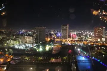<p>Night view from 'see through' gondola - photo taken during the ride</p>