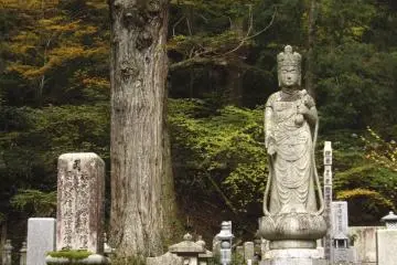 <p>statues, ancient trees, stone markers and tombstones abound inside&nbsp;Okunoin</p>
