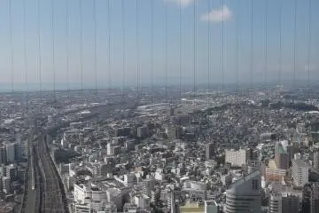 <p>Looking west, through the elevator window and glass wall&nbsp;</p>
