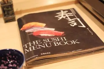 <p>The Sushi Menu Book was placed on my counter for reference</p>