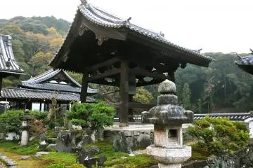 The belfry with the wooded hill in the background. Trees on the hill were not turning color yet.