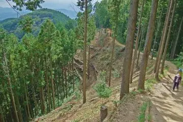 <p>Looking down at the narrow ridge line on the return leg back to Kobotoke-Shiroyama</p>