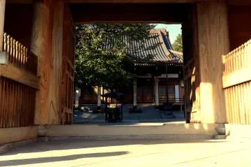 <p>The temple hall, framed by the gate</p>