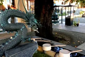 <p>Dragon crouched over the water basin</p>