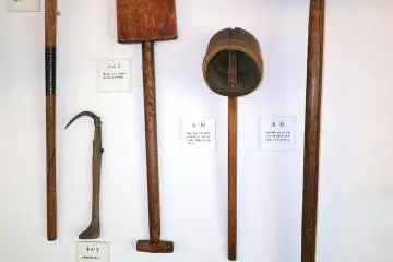 <p>Some tools used in the sake-making process</p>