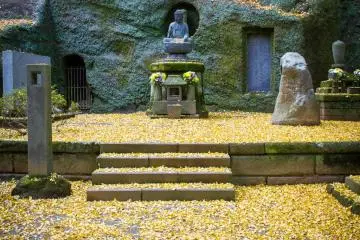 Buddha with a golden carpet.