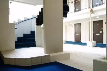View of stairs and courtyard