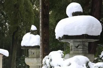 <p>Snow-capped stone lanterns</p>
