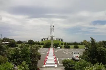 The tower from a distance.