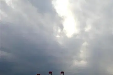 Cranes against the sky adds drama to the park!