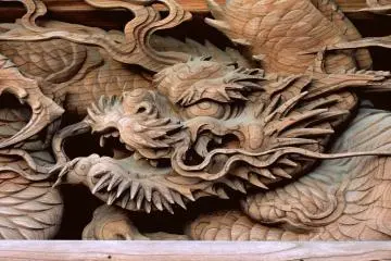 <p>Fabulous dragon carved in wood</p>