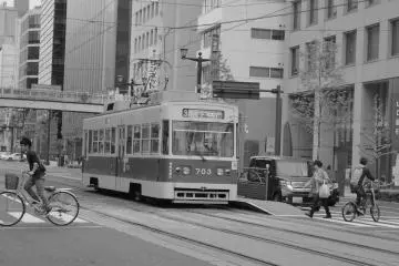 <p>I really shot this picture in black-and-white, hoping I can accurately capture the charm of Hiroshima's street cars.</p>