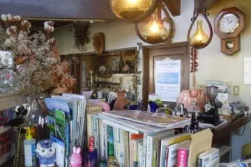 <p>All sorts of books, knick-knacks and decorations fill the remaining space in a homely kind of way</p>