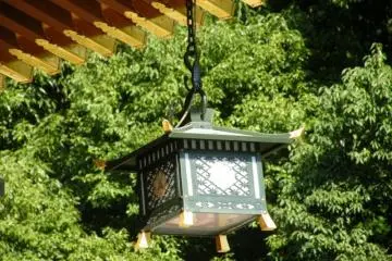 <p>One of the lanterns hanging outside the temple.</p>