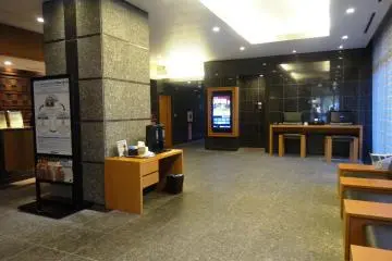 The hotel lobby