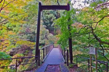<p>From the other end of this bridge is a walking path that leads down to the riverbank</p>