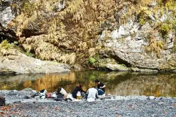 <p>Enjoying lunch by the river</p>