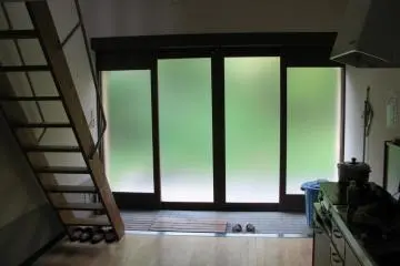 A view with the doors closed for the bungalow