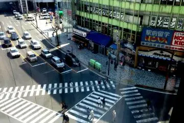 Akita's answer to Tokyo's Shibuya Crossing - a view from Junkudo
