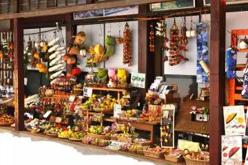 <p>The souvenir shop was the only place that had some colors in the all-white village</p>