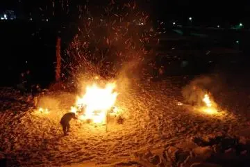 <p>There does seem to be some friendly competition to which group can build the biggest fire</p>