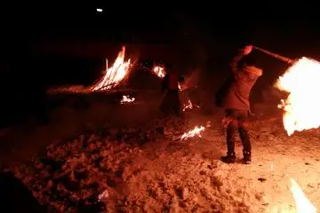 <p>There is something hypnotizing about the fire</p>
