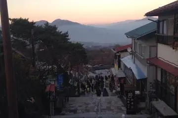 <p>Sunset on the Steps of Ikaho Town</p>
