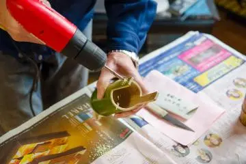 <p>Drilling the handle</p>