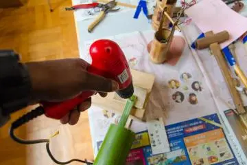 <p>Drilling the handle</p>