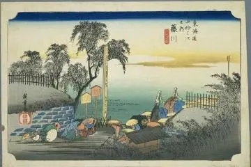 The 37th stop along the Tokaido as depicted by Hiroshige. (Photo:  Fujikawa on the Tokaido – <a href="https://commons.wikimedia.org/wiki/File:Tokaido37_Fujikawa.jpg" target="_blank" rel="noreferrer noopener nofollow">Utagawa Hiroshige</a> / Public Domain)