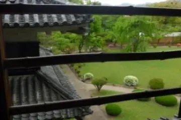 Looking out to the gardens from inside the castle