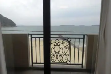 <p>A view of the beach from the Hotel Resort Mihagi</p>
