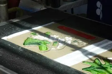 Fabric being dyed for yukata