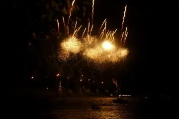 Boats in the lake watch the fireworks