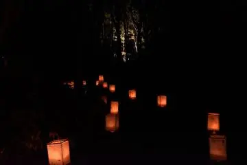 แสงสีขาวตรงปลายสุดของเส้นทางโคมไฟ
