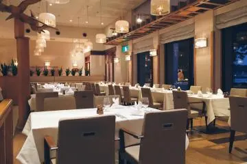 <p>The view from my seat at the French restaurant "Shangri La." If you look in the window reflection, you can see one of the chefs hard at work on my delicious meal!</p>