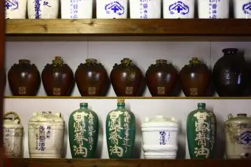 <p>Ceramic bottles at the Sagawa soy sauce factory</p>