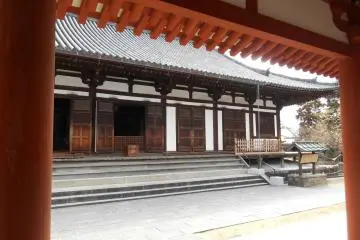 <p>The Toindo, meditation Hall houses bronze statue of Sho-Kannon</p>