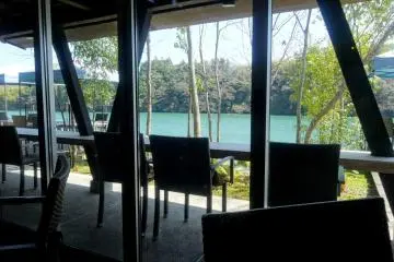 <p>A view out to some of the terrace seating</p>