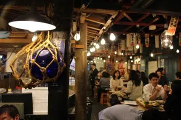 Inside Uomaru, with its maritime decor