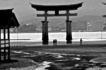 <p>At low tide, you can walk out to the the torii gate for a close-up view</p>